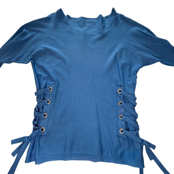INC International Concepts Blue Lace Up Side Sweater Women Size M - Picture 2 of 8